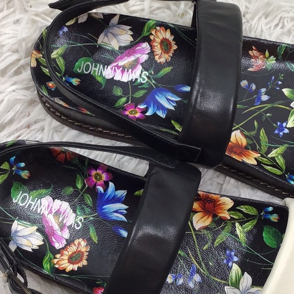 Johnny Was leather double band floral sandals 10